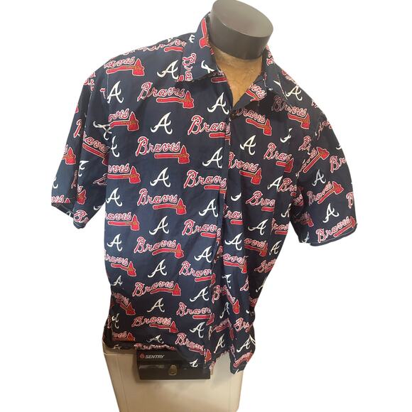 Atlanta Braves Promotional Short Sleeve Mens Large Button Down Shirt - Picture 1 of 4